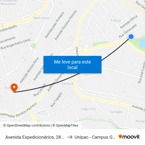 Avenida Expedicionários, 286-464 to Unipac - Campus Gama map