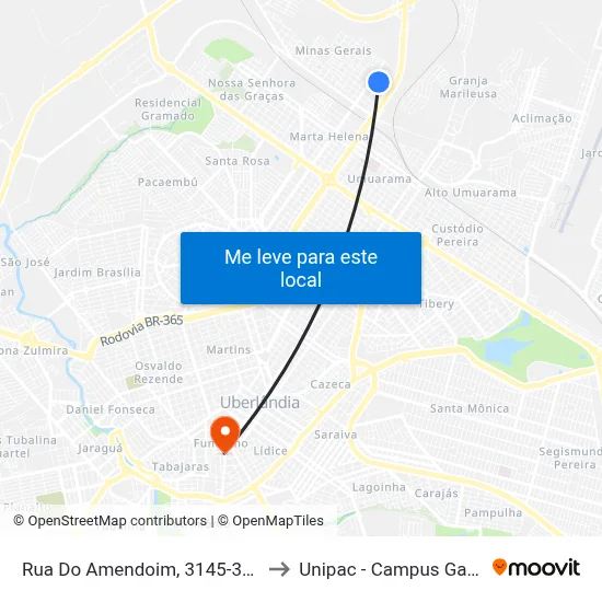 Rua Do Amendoim, 3145-3215 to Unipac - Campus Gama map