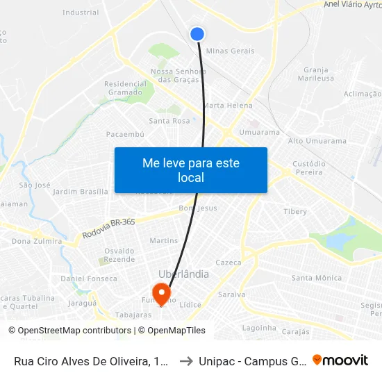 Rua Ciro Alves De Oliveira, 132-248 to Unipac - Campus Gama map