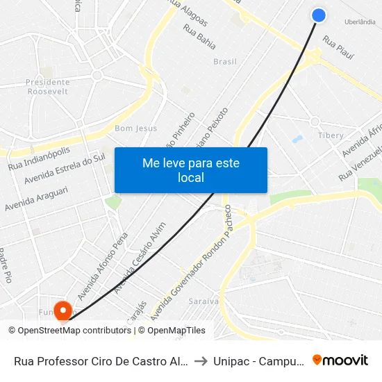 Rua Professor Ciro De Castro Almeida, 1210 to Unipac - Campus Gama map