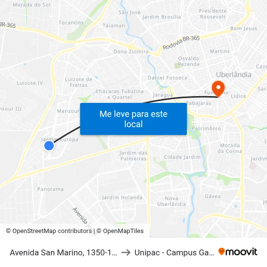 Avenida San Marino, 1350-1408 to Unipac - Campus Gama map