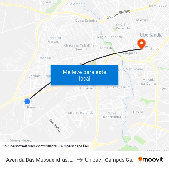 Avenida Das Mussaendras, 220 to Unipac - Campus Gama map