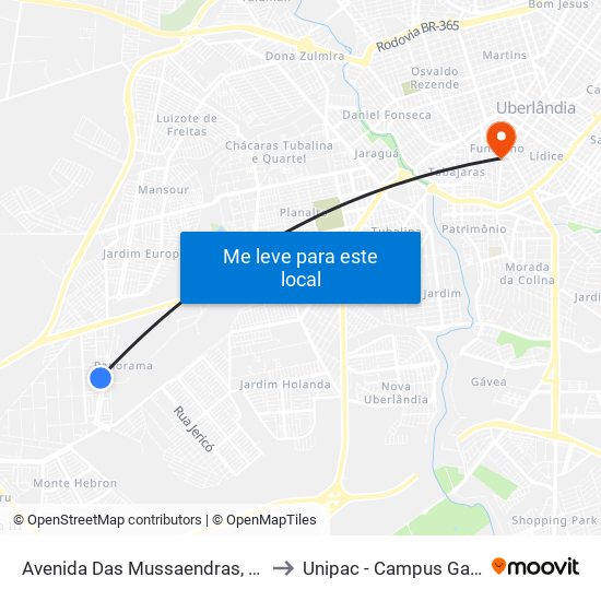 Avenida Das Mussaendras, 225 to Unipac - Campus Gama map