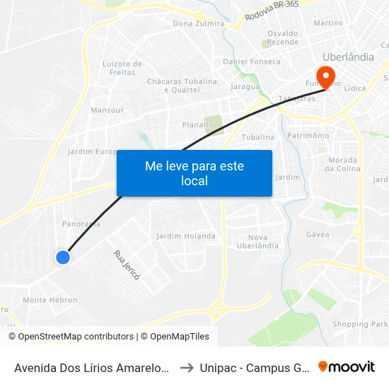 Avenida Dos Lírios Amarelos, 845 to Unipac - Campus Gama map