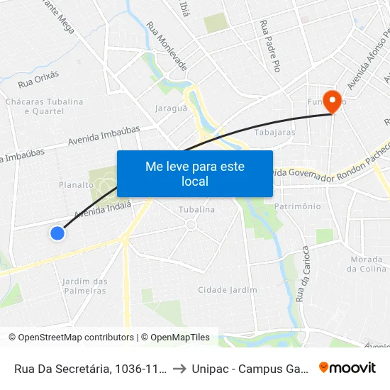 Rua Da Secretária, 1036-1100 to Unipac - Campus Gama map
