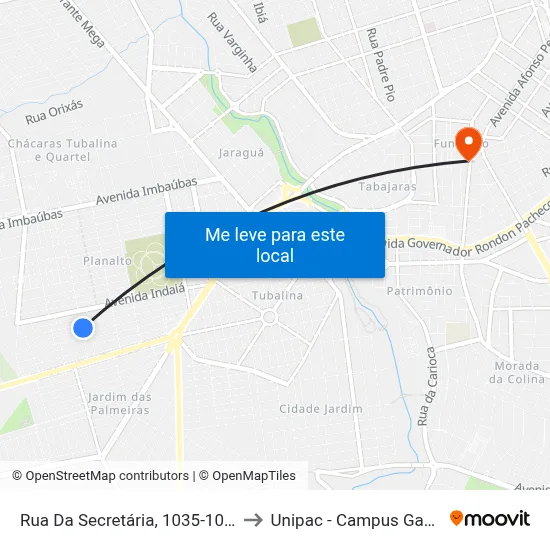 Rua Da Secretária, 1035-1099 to Unipac - Campus Gama map
