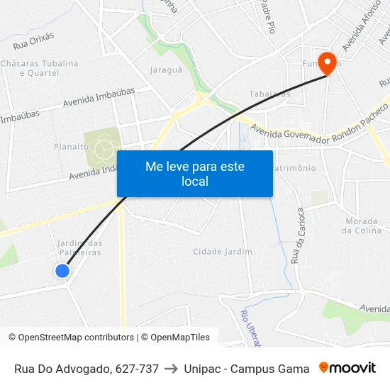 Rua Do Advogado, 627-737 to Unipac - Campus Gama map