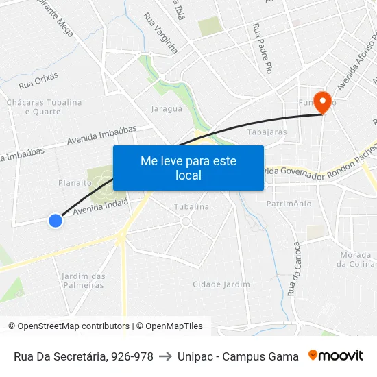 Rua Da Secretária, 926-978 to Unipac - Campus Gama map