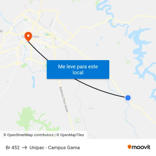 Br 452 to Unipac - Campus Gama map