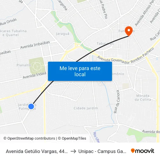 Avenida Getúlio Vargas, 4490 to Unipac - Campus Gama map