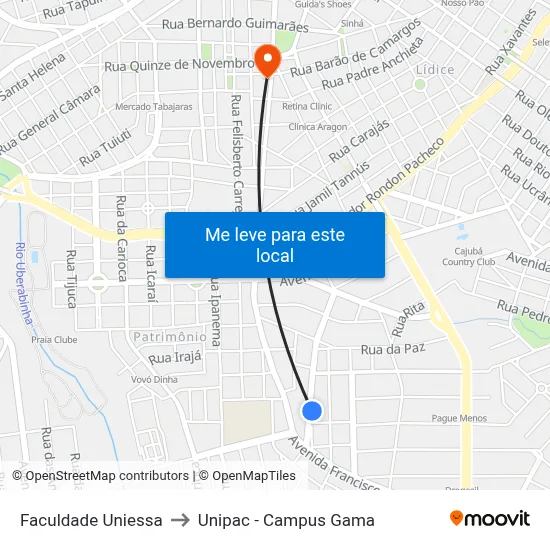 Faculdade Uniessa to Unipac - Campus Gama map