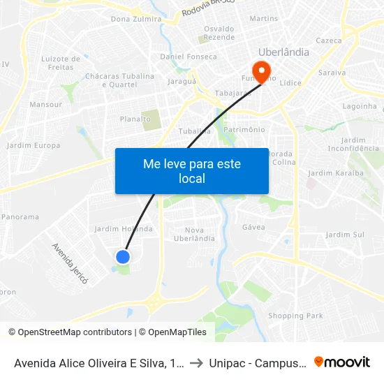 Avenida Alice Oliveira E Silva, 1676-1846 to Unipac - Campus Gama map
