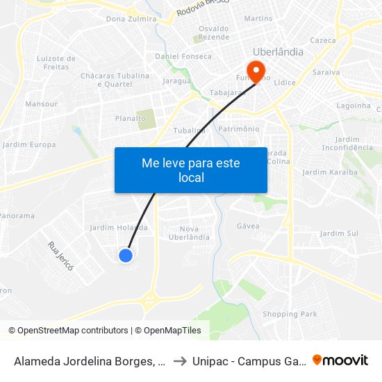 Alameda Jordelina Borges, 270 to Unipac - Campus Gama map