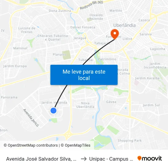 Avenida José Salvador Silva, 302-400 to Unipac - Campus Gama map