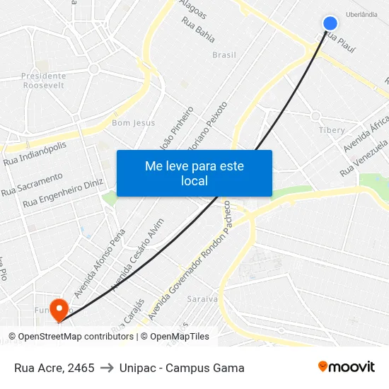 Rua Acre, 2465 to Unipac - Campus Gama map