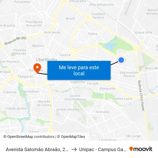 Avenida Salomão Abraão, 2420 to Unipac - Campus Gama map