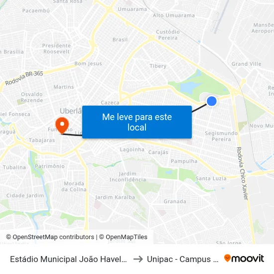 Estádio Municipal João Havelange P-9 to Unipac - Campus Gama map