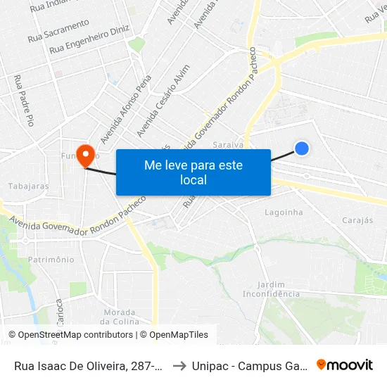 Rua Isaac De Oliveira, 287-367 to Unipac - Campus Gama map