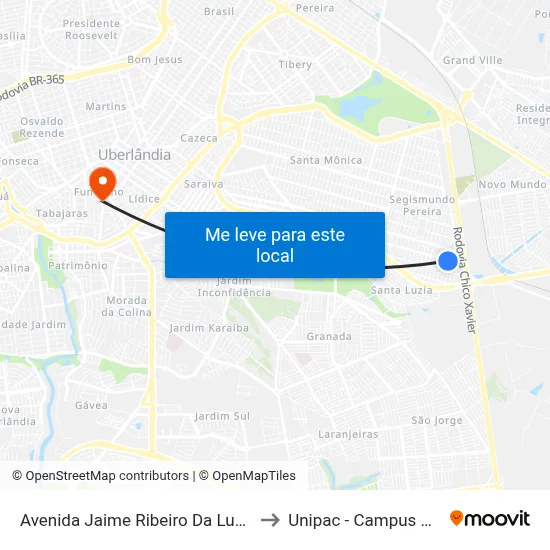 Avenida Jaime Ribeiro Da Luz, 2708 to Unipac - Campus Gama map