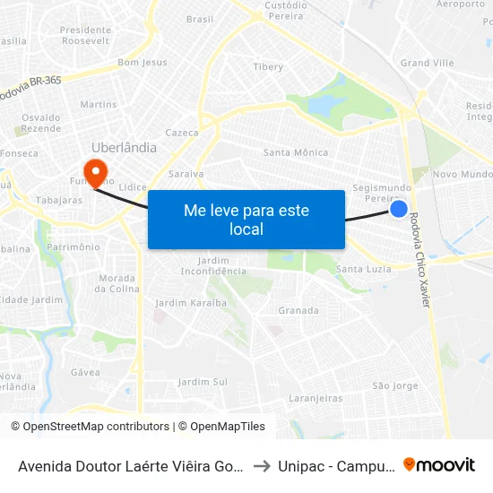 Avenida Doutor Laérte Viêira Gonçalves, 3195 to Unipac - Campus Gama map