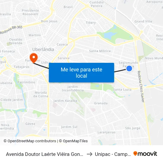 Avenida Doutor Laérte Viêira Gonçalves, 2287-2469 to Unipac - Campus Gama map