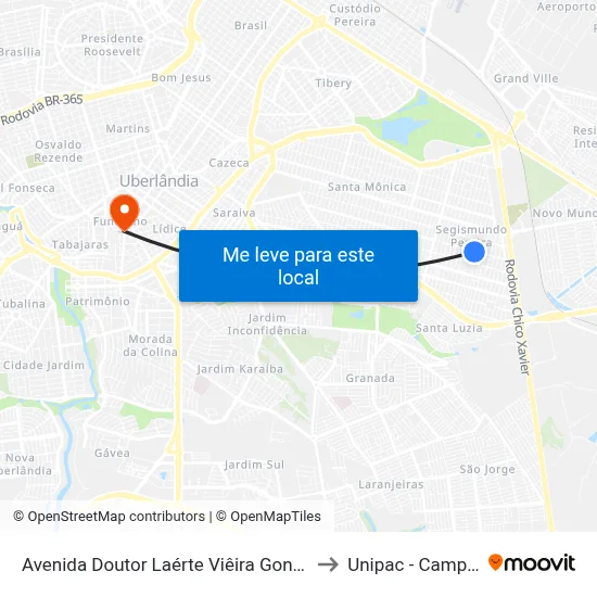 Avenida Doutor Laérte Viêira Gonçalves, 2288-2470 to Unipac - Campus Gama map