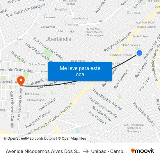 Avenida Nicodemos Alves Dos Santos, 222-256 to Unipac - Campus Gama map
