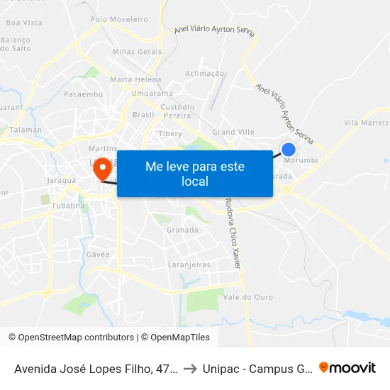 Avenida José Lopes Filho, 475-625 to Unipac - Campus Gama map