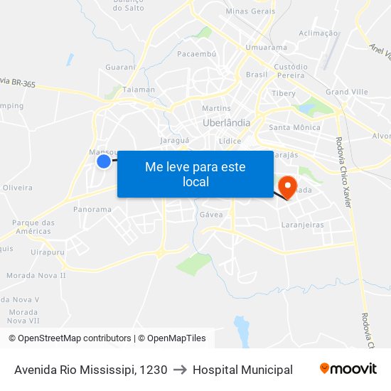 Avenida Rio Mississipi, 1230 to Hospital Municipal map