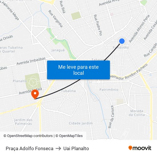 Praça Adolfo Fonseca to Uai Planalto map