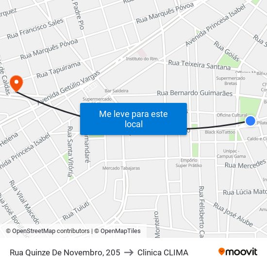 Rua Quinze De Novembro, 205 to Clinica CLIMA map
