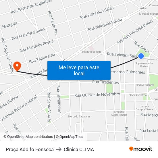 Praça Adolfo Fonseca to Clinica CLIMA map