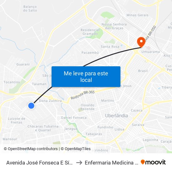 Avenida José Fonseca E Sílva, 1109 to Enfermaria Medicina Interna map