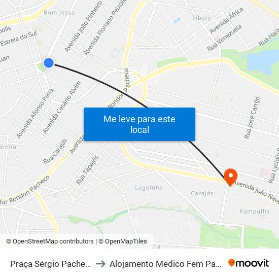 Praça Sérgio Pacheco to Alojamento Medico Fem Pamp map