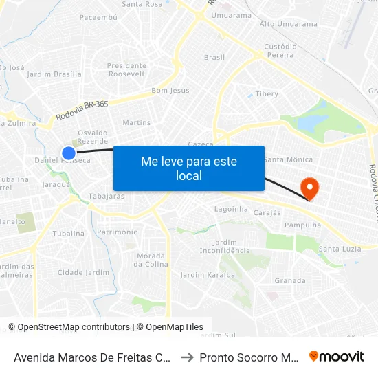 Avenida Marcos De Freitas Costa, 1055 to Pronto Socorro Madrecor map