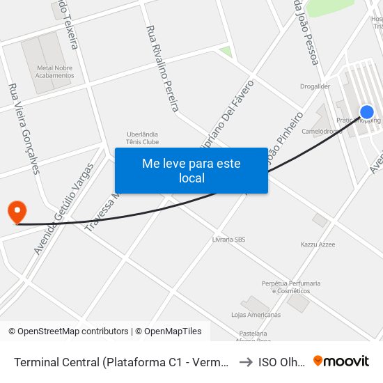 Terminal Central (Plataforma C1 - Vermelho) to ISO Olhos map