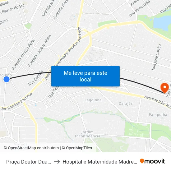Praça Doutor Duarte to Hospital e Maternidade Madrecor map
