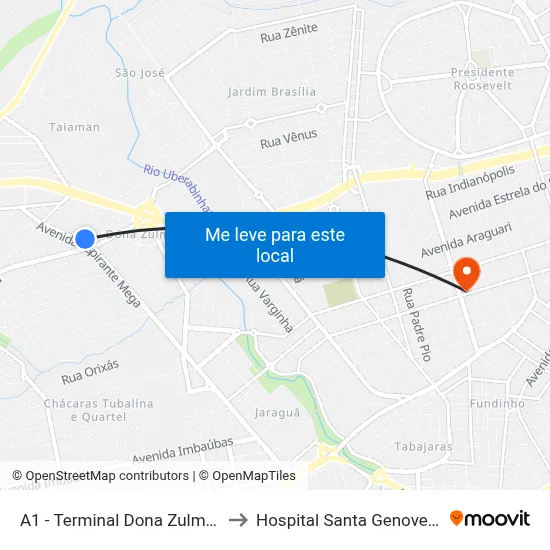 A1 - Terminal Dona Zulmira to Hospital Santa Genoveva map