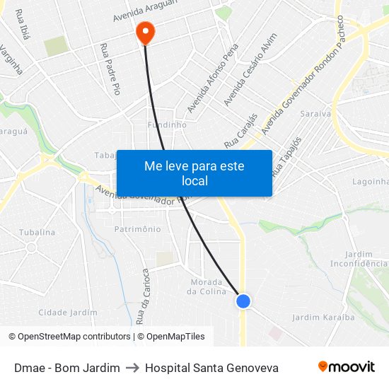 Dmae -  Bom Jardim to Hospital Santa Genoveva map