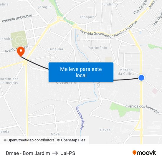 Dmae -  Bom Jardim to Uai-PS map
