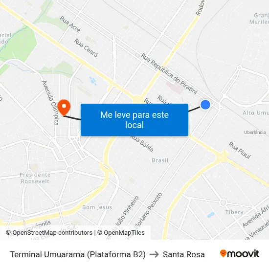 Terminal Umuarama (Plataforma B2) to Santa Rosa map