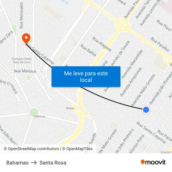 Bahamas to Santa Rosa map