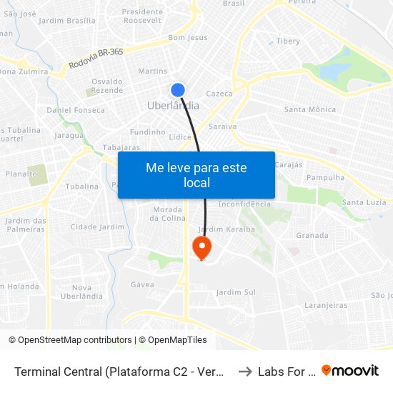 Terminal Central (Plataforma C2 - Vermelho) to Labs For Fit map