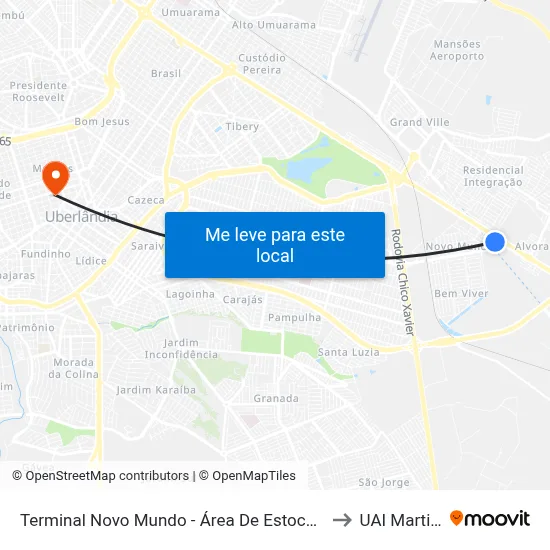 Terminal Novo Mundo - Área De Estocagem to UAI Martins map