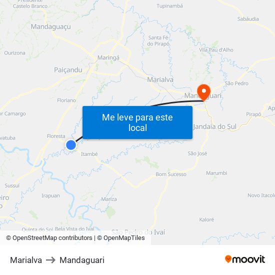 Marialva to Mandaguari map