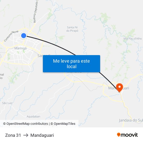 Zona 31 to Mandaguari map