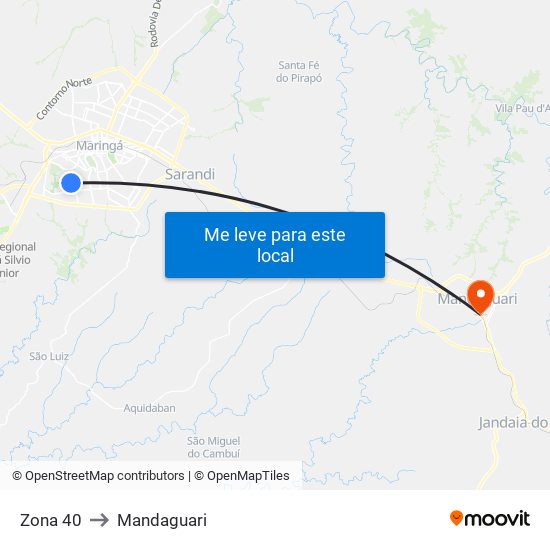 Zona 40 to Mandaguari map