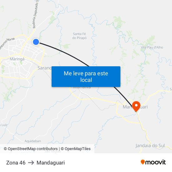 Zona 46 to Mandaguari map