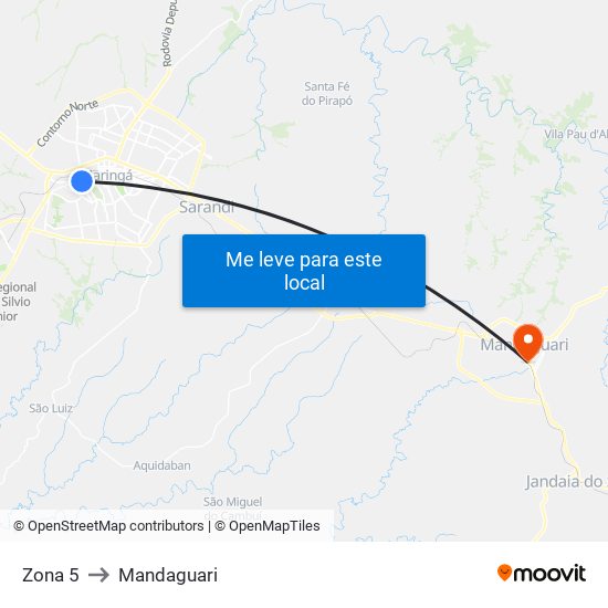 Zona 5 to Mandaguari map