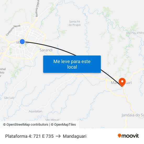 Plataforma 4: 721 E 735 to Mandaguari map